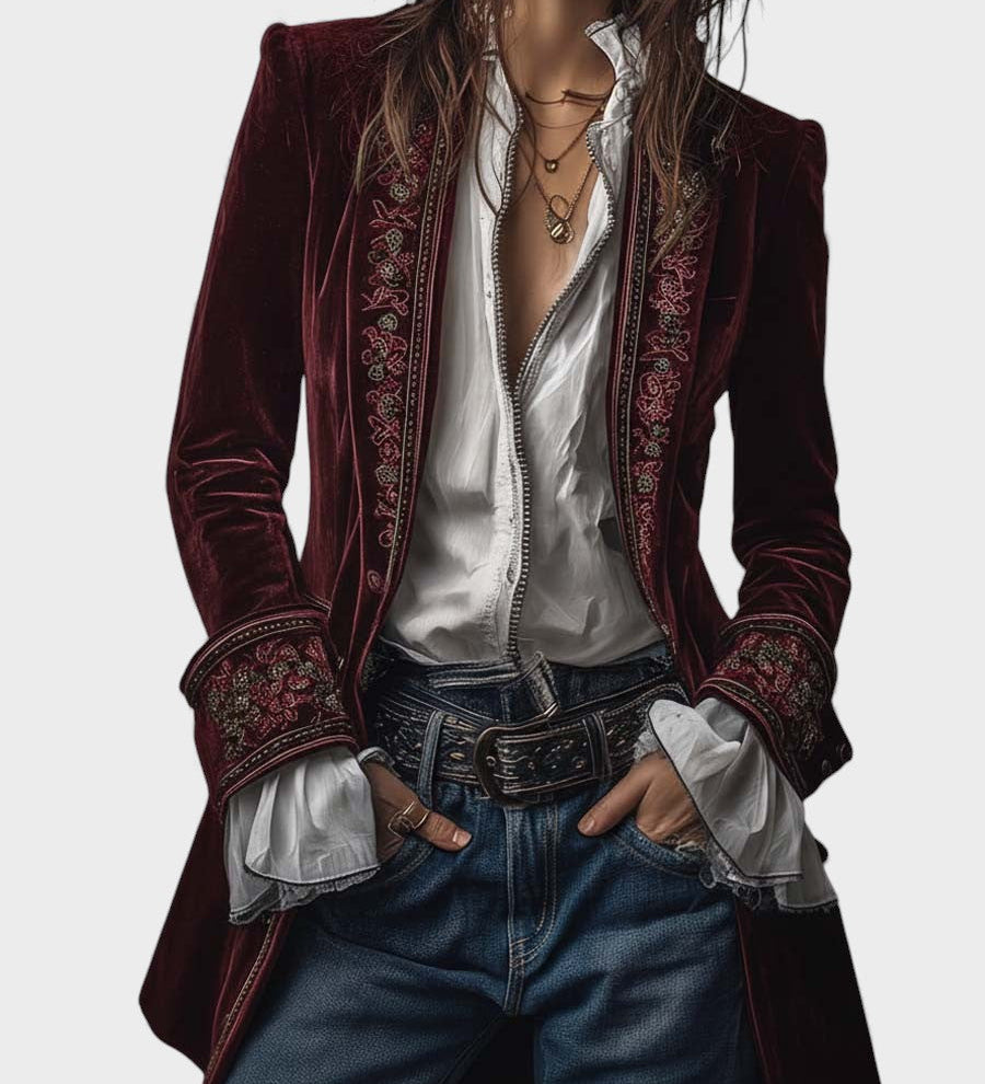 Rosamund | Embroidered Velvet Jacket