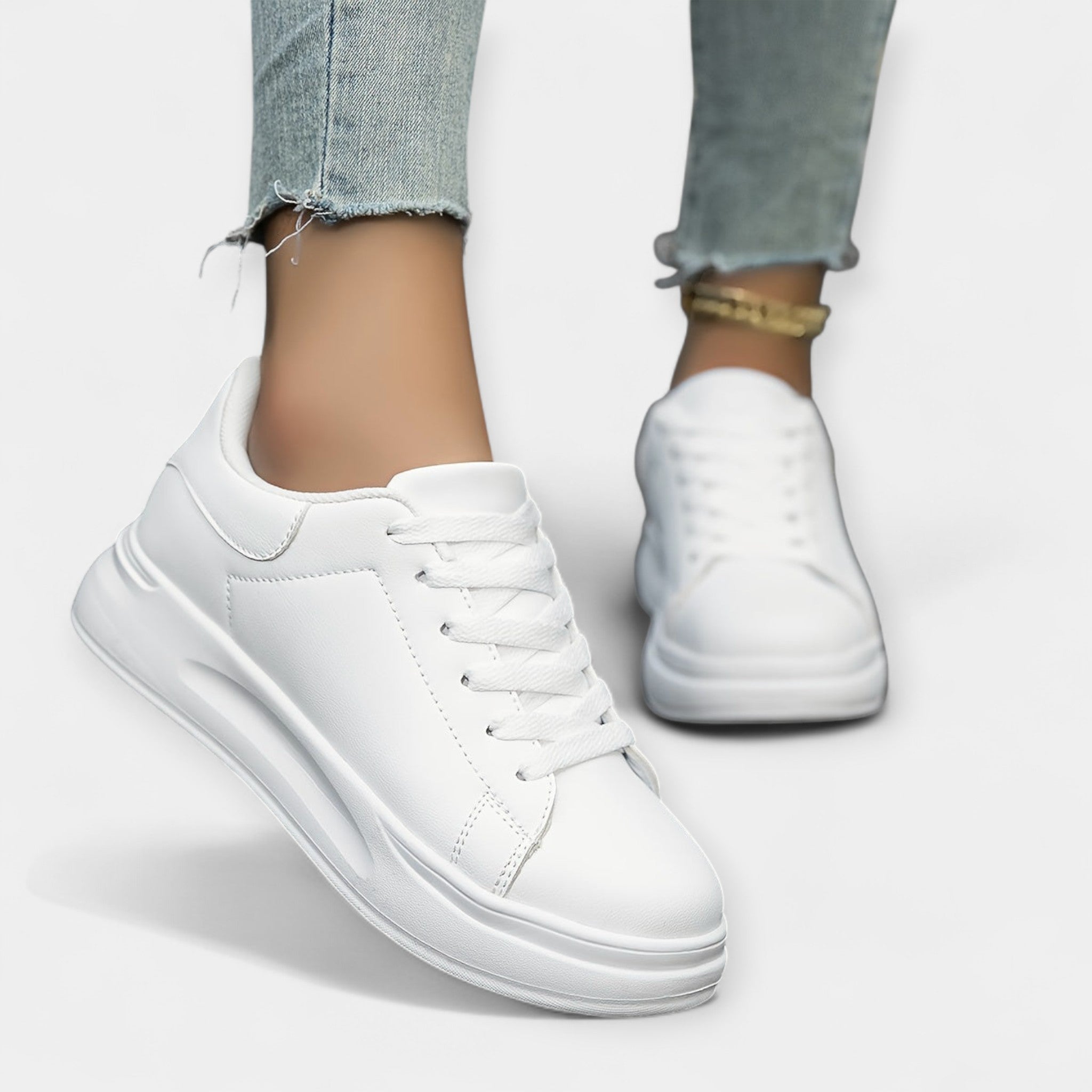 White Leather Sports Trainers