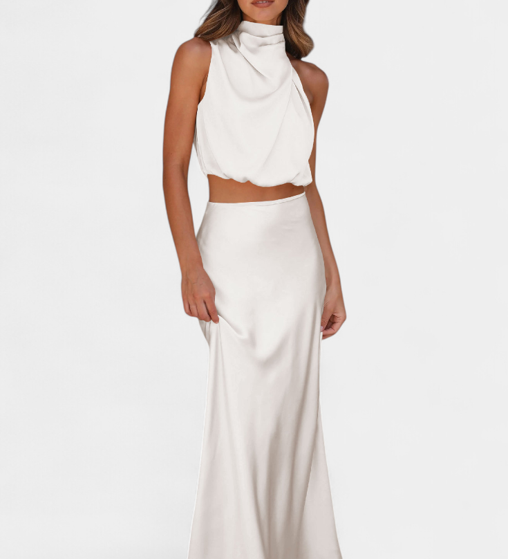 Hanna Draped Backless Skirt Set
