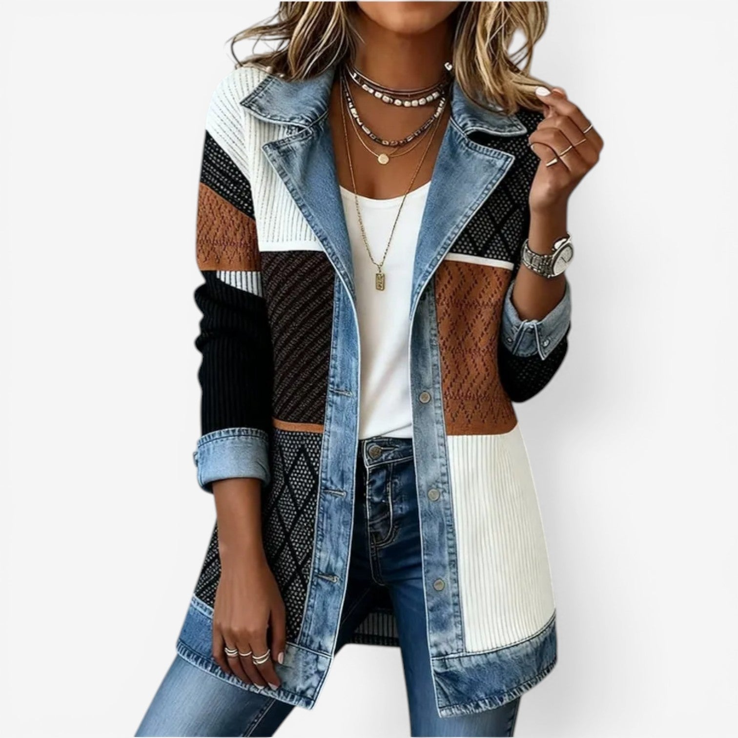Clementine | Denim-Trim Knit Blazer