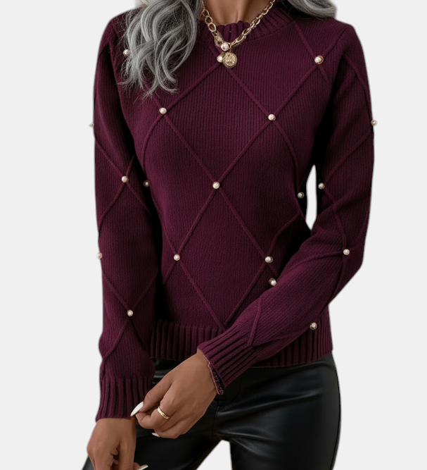 Marguerite™ – Elegant Jumper with Delicate Pearls