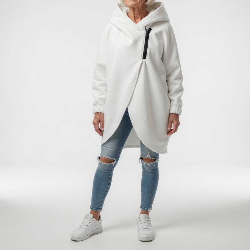 Doriane™ — Cosy Asymmetrical Zip Hoodie in Urban Style