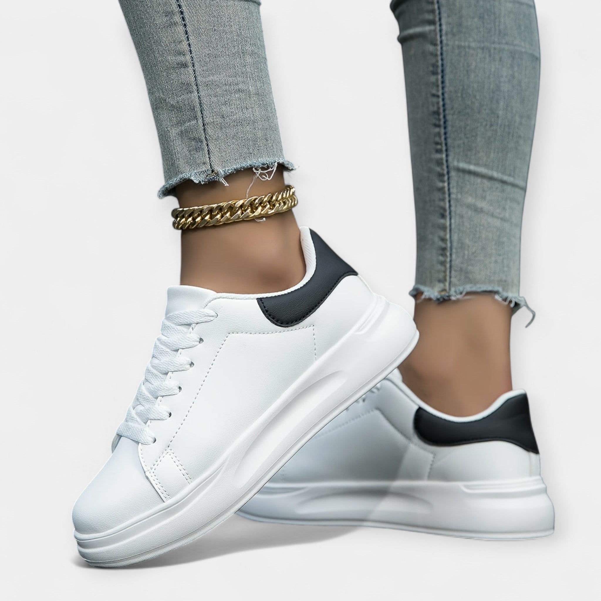 White Leather Sports Trainers